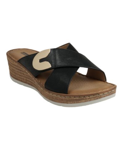 GC Shoes Женские сандалии-мюли Demi Cross Strap Hardware Slip-On Wedge