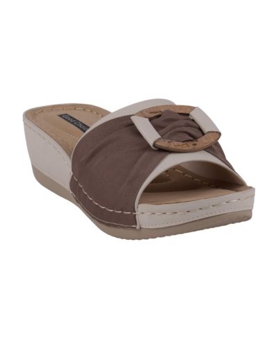 GC Shoes Women's Ellen Comfort Slip On Wedge Sandals