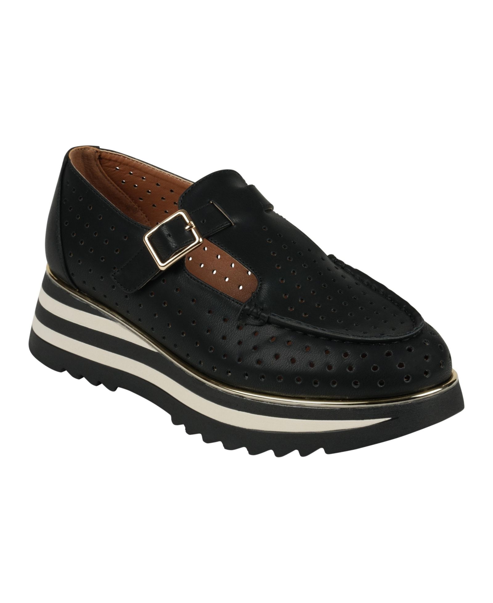 GC Shoes Women's Karmine Laser Cut Mary Jane Platform Loafers