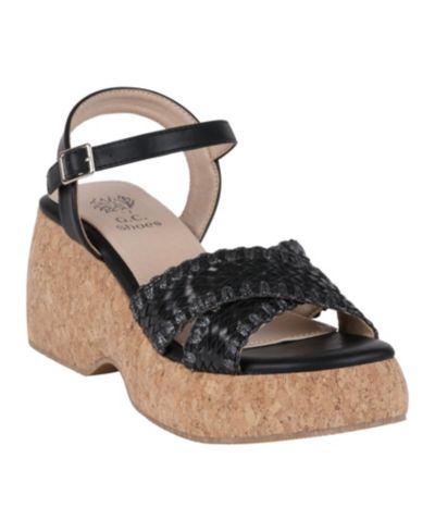 GC Shoes Women's Lucy Woven Cork Platform Wedge Sandals