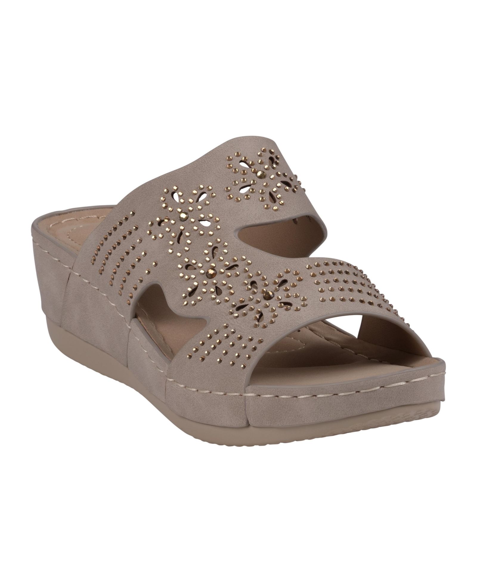 Женские сандалии на танкетке GC Shoes Santiago Perforated Studded Slip-On