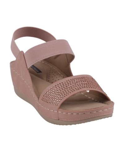 Сандалии GC Shoes Women's Tammy Embellished Elastic Double Band Wedge