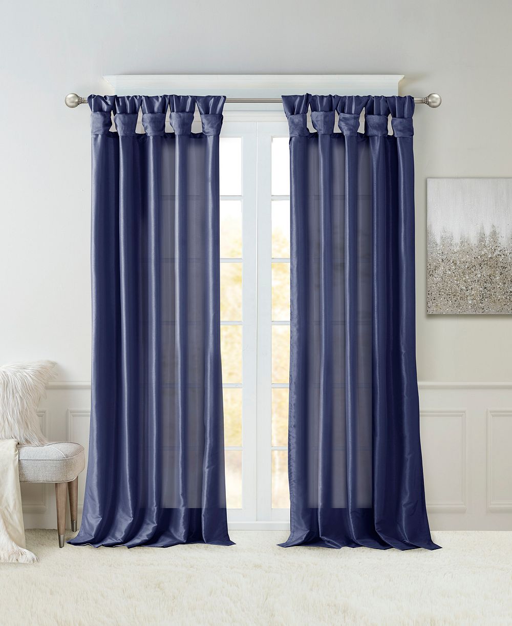 Emilia Twist Tab Lined Window Curtain Panel, 50"W x 120"L