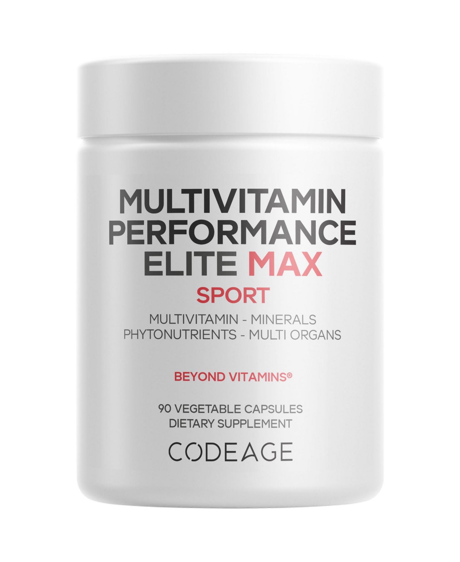 Мультивитаминный комплекс Codeage Multivitamin Performance Elite Max, витамины A, B6, B12, C, D, E, витамин K (MK-4, M MK-9), эссенциальные минералы, лютеин, 90 капсул