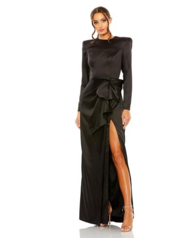 Вечернее платье Mac Duggal Women's Long Sleeve Sequin Column Gown with Side Knot