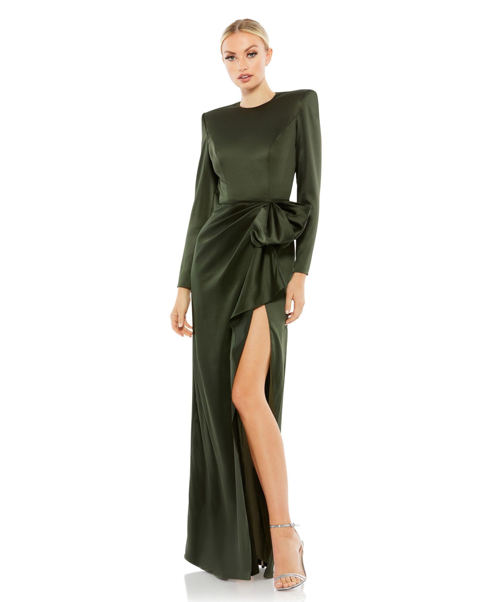 Вечернее платье Mac Duggal Women's Long Sleeve Sequin Column Gown with Side Knot