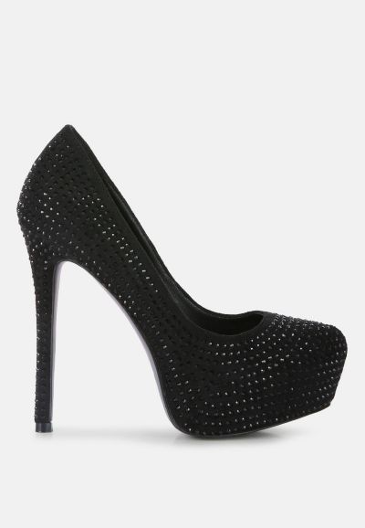 London Rag Женский Clarisse Diamante Faux Suede High Heeled Pumps