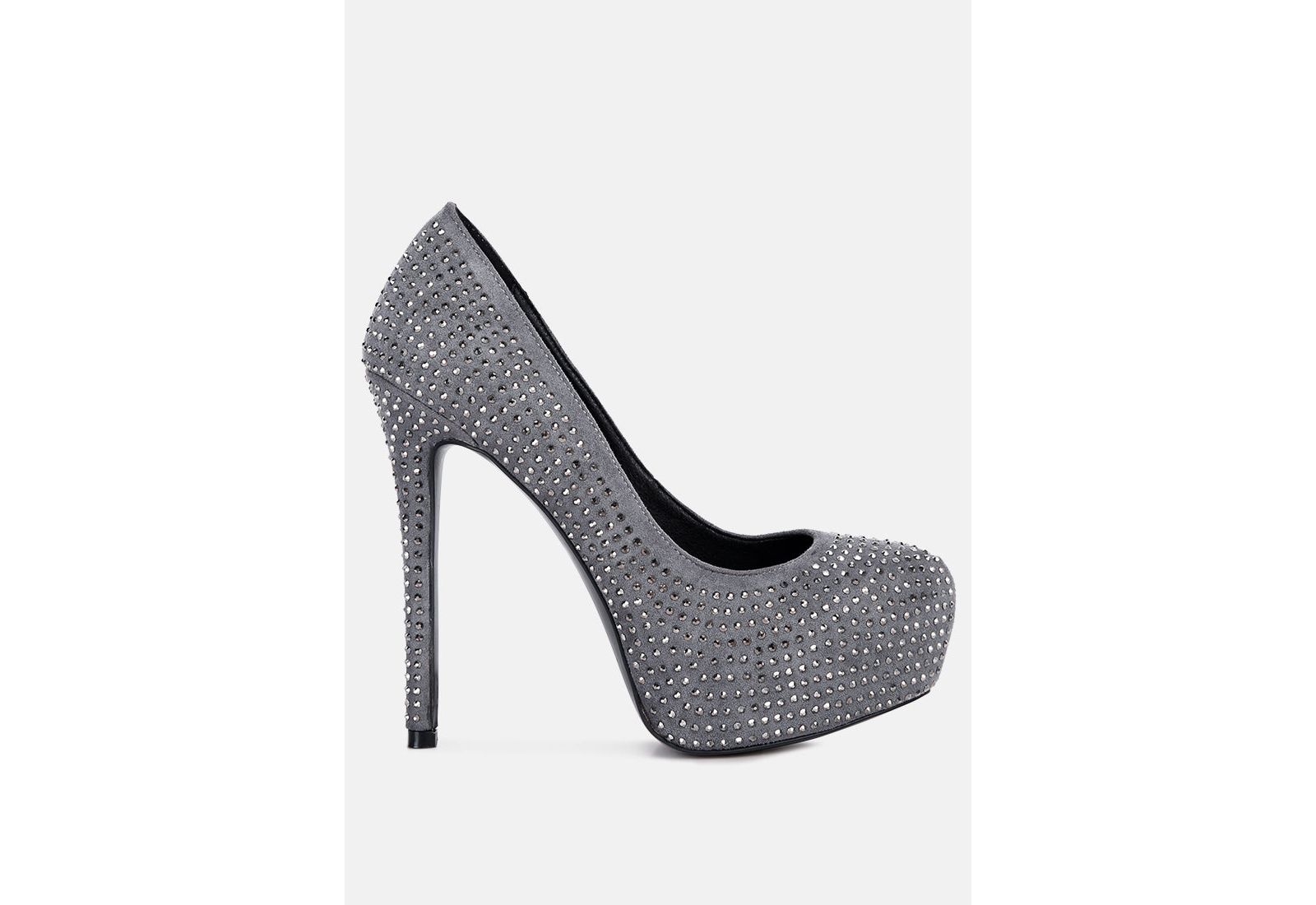 London Rag Womens Clarisse Diamante Faux Suede High Heeled Pumps