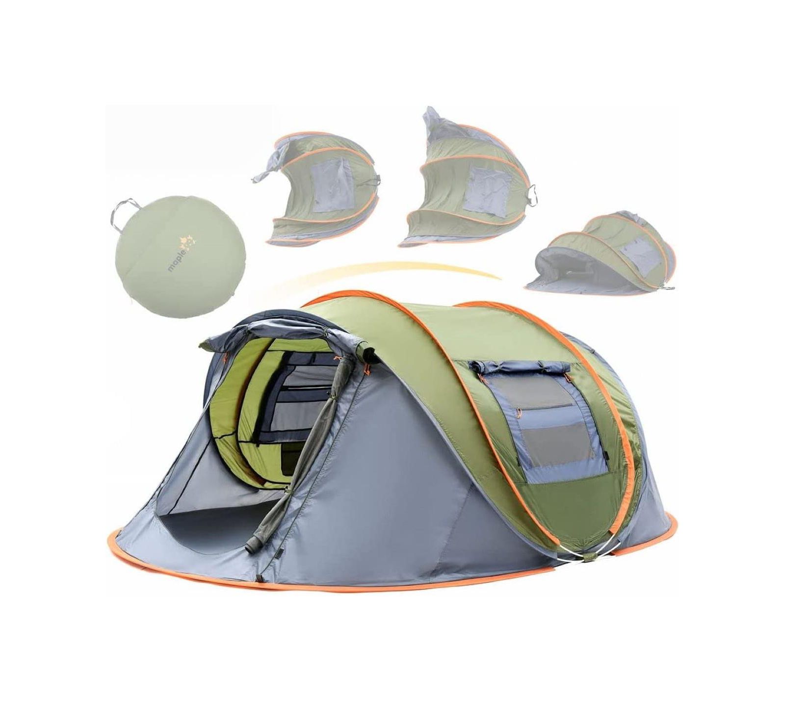 Палатка для кемпинга 4-person Easy Pop Up с 2 дверями, водонепроницаемая, с сумкой для переноски