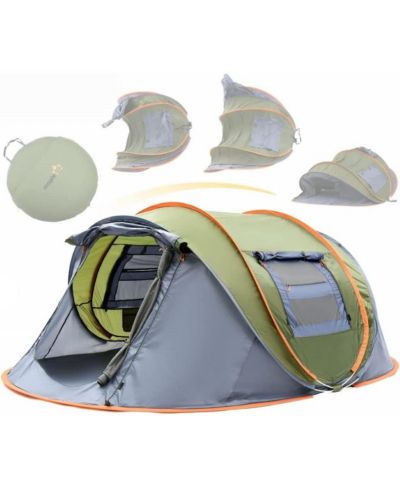 Camping Tent - 4-Person Easy Pop Up Tent with 2 Doors - UPF50+ Waterproof Instant Tent - Lightweight & Portable Family Tents for Outdoor Camping, Hiking & Traveling - Carrying Bag Included