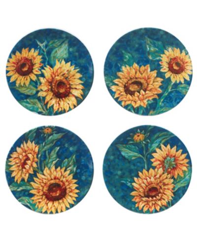 Certified International Golden Sunflowers Dinner Plates, Set of 4