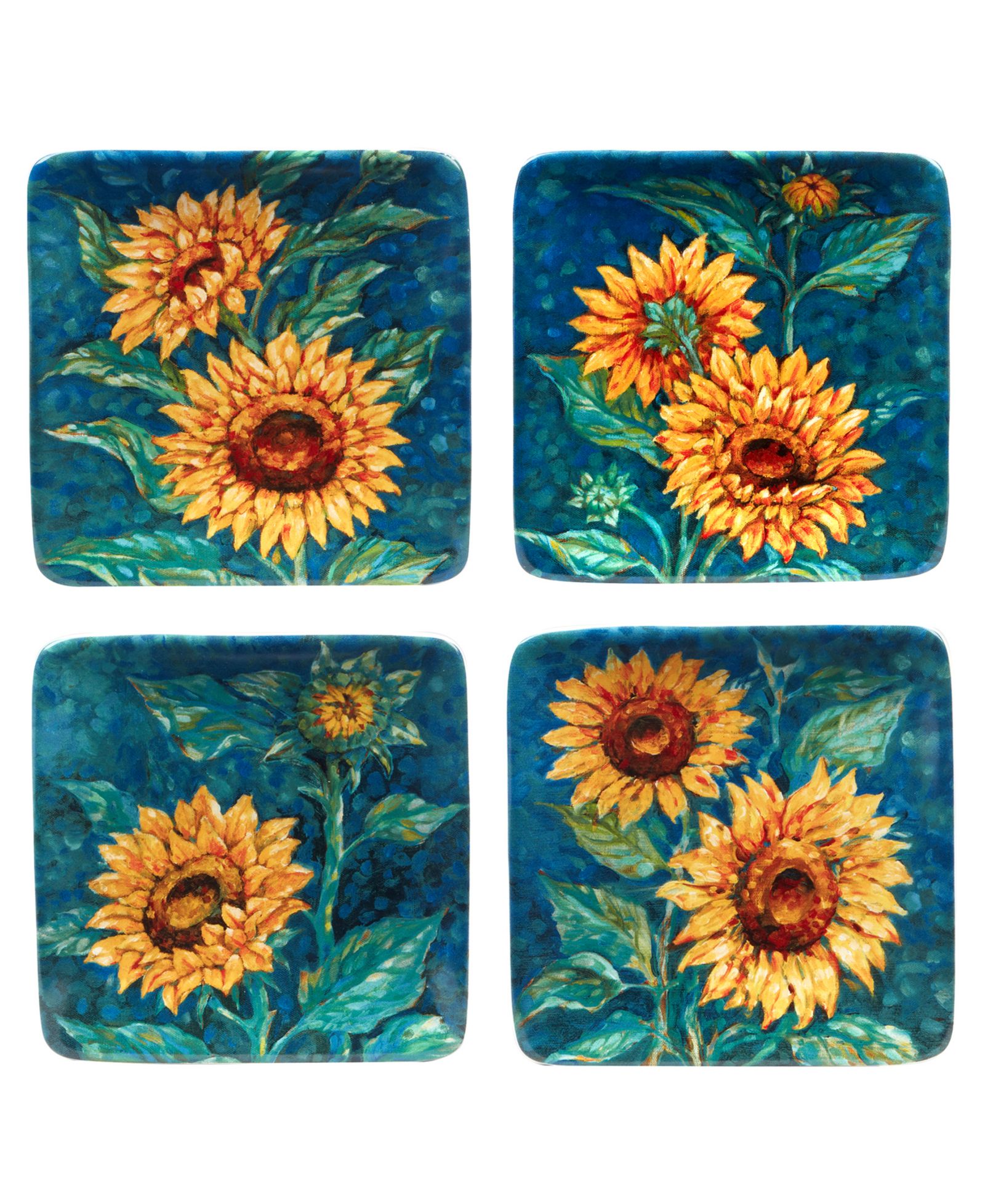 Тарелки Certified International Golden Sunflowers Canape, Set of 4