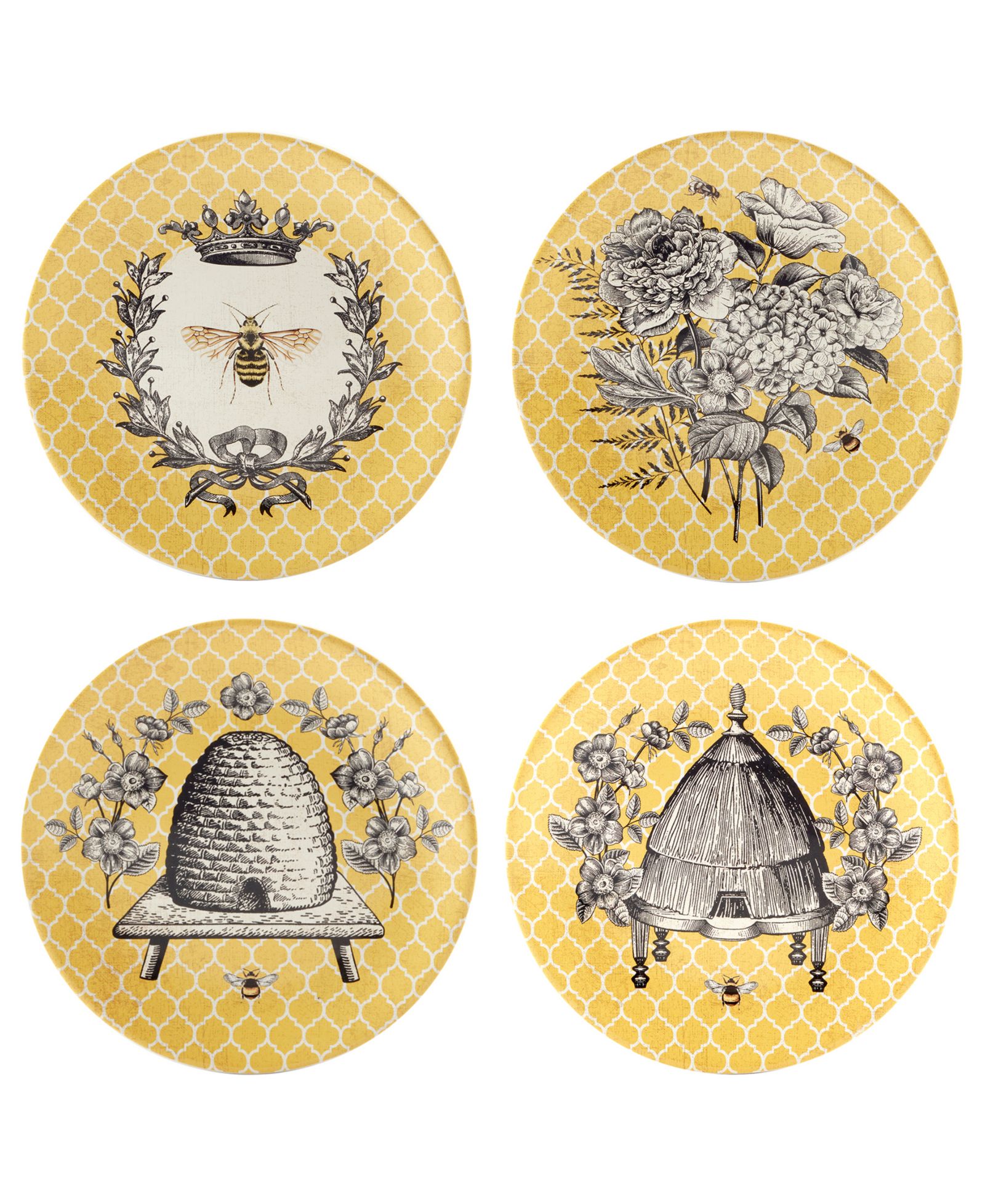 Набор из 4 тарелок для салата Certified International French Bees