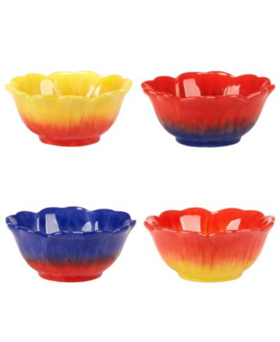 Certified International Poppy 3-D Flower Ice Cream Bowls, Set of 4