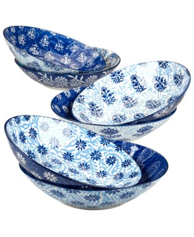 Certified International Carnival Blue Pasta Bowls, Set of 6