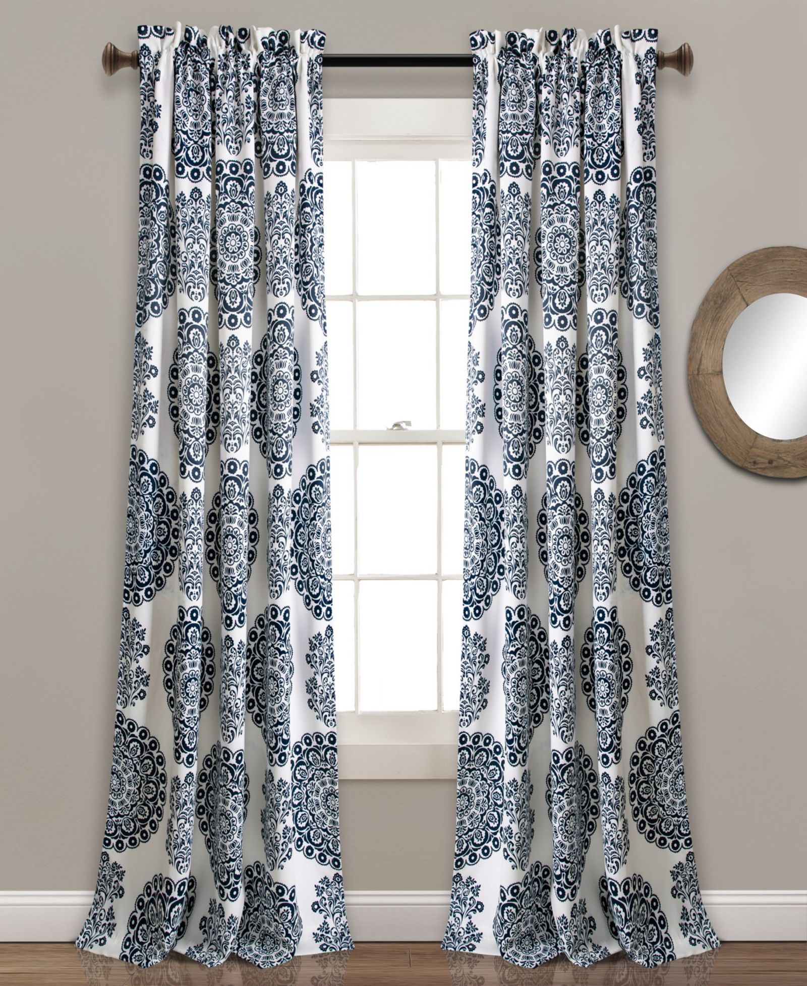 Evelyn Medallion Light Filtering Window Curtain Panels