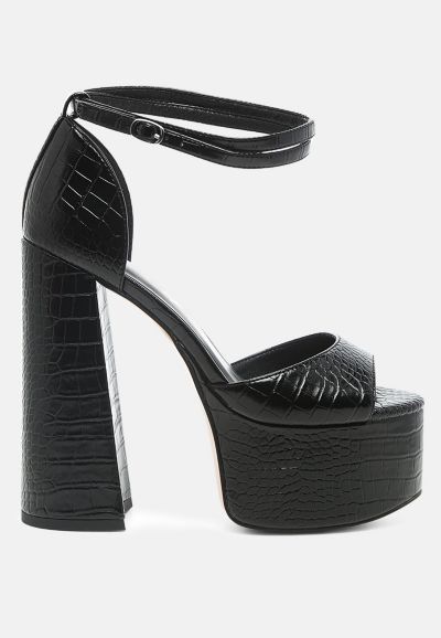 London Rag Women's Alice Croc Platform Heeled Sandals