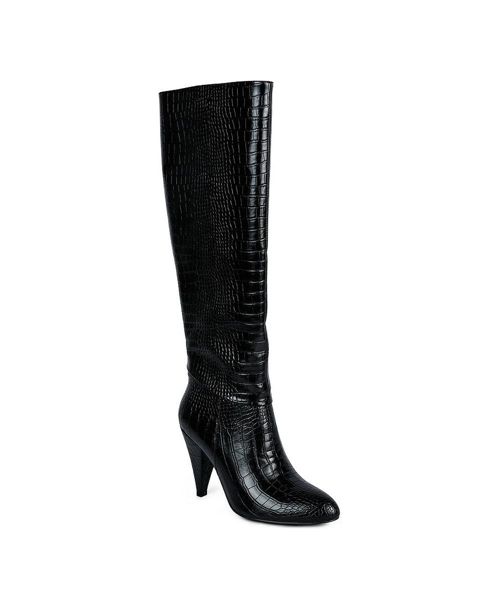 London Rag Womens Rum Rolls Calf Croc Boots