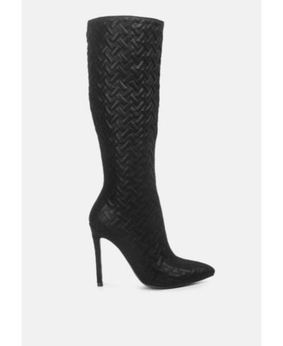 Высокие сапоги London Rag Womens Tinkles с тиснением на каблуке