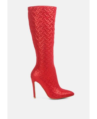 Высокие сапоги London Rag Womens Tinkles с тиснением на каблуке