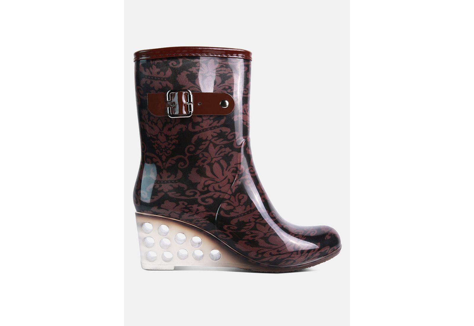 London Rag Women's Drench Clear Wedge Rainboots