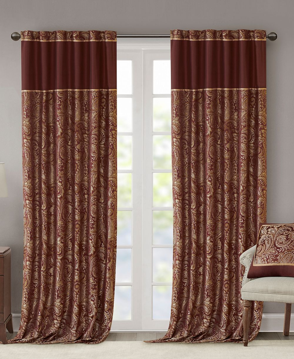 Шторы Madison Park Aubrey Jacquard Room Darkening, набор панелей для спальни и гостиной