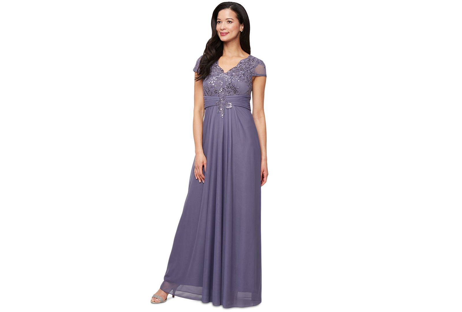 Женское вечернее платье Alex Evenings Embellished Short-Sleeve Gown