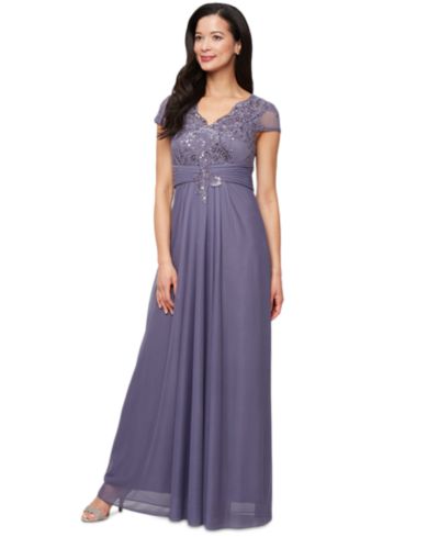 Женское вечернее платье Alex Evenings Embellished Short-Sleeve Gown