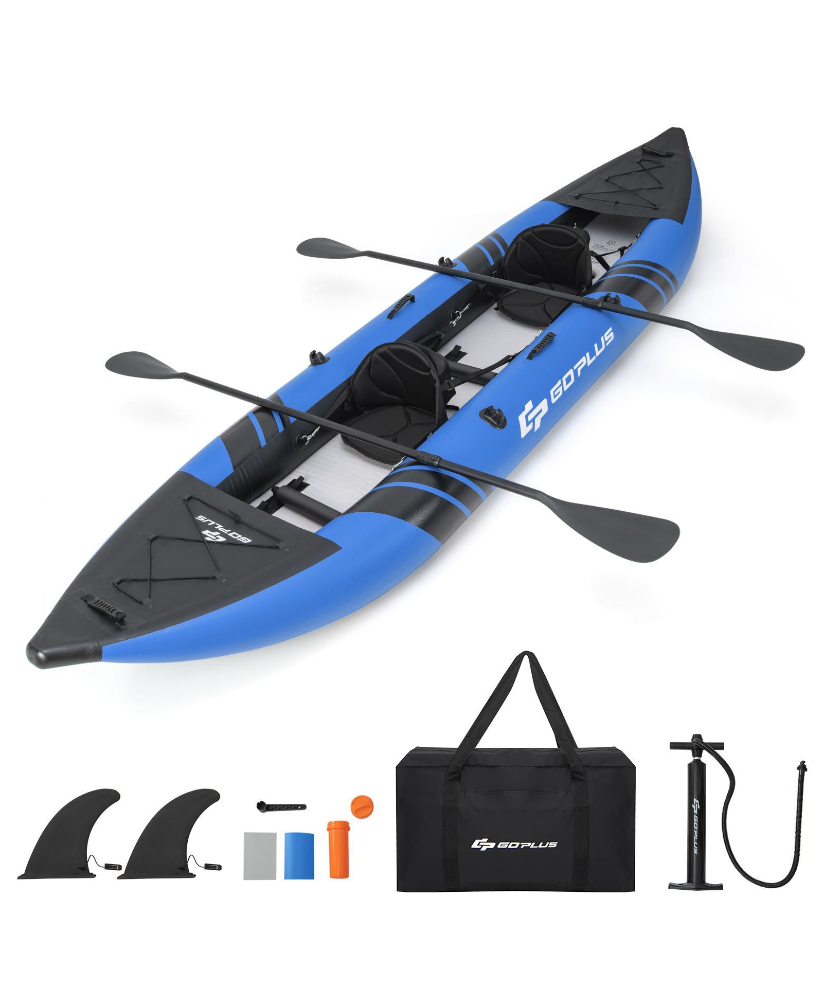 Inflatable Kayak Set 2-person with Aluminium Oars EVA Padded Seat