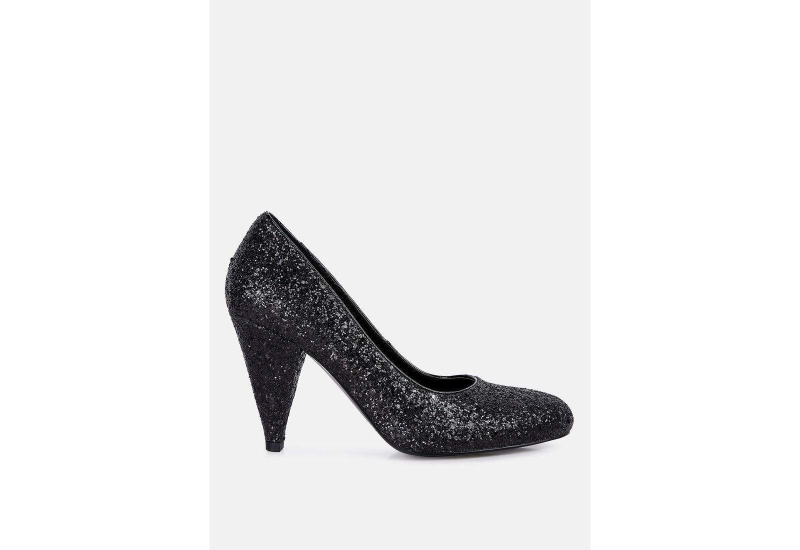 London Rag Womens Sugar Plum Glitter Conical Heel Pumps