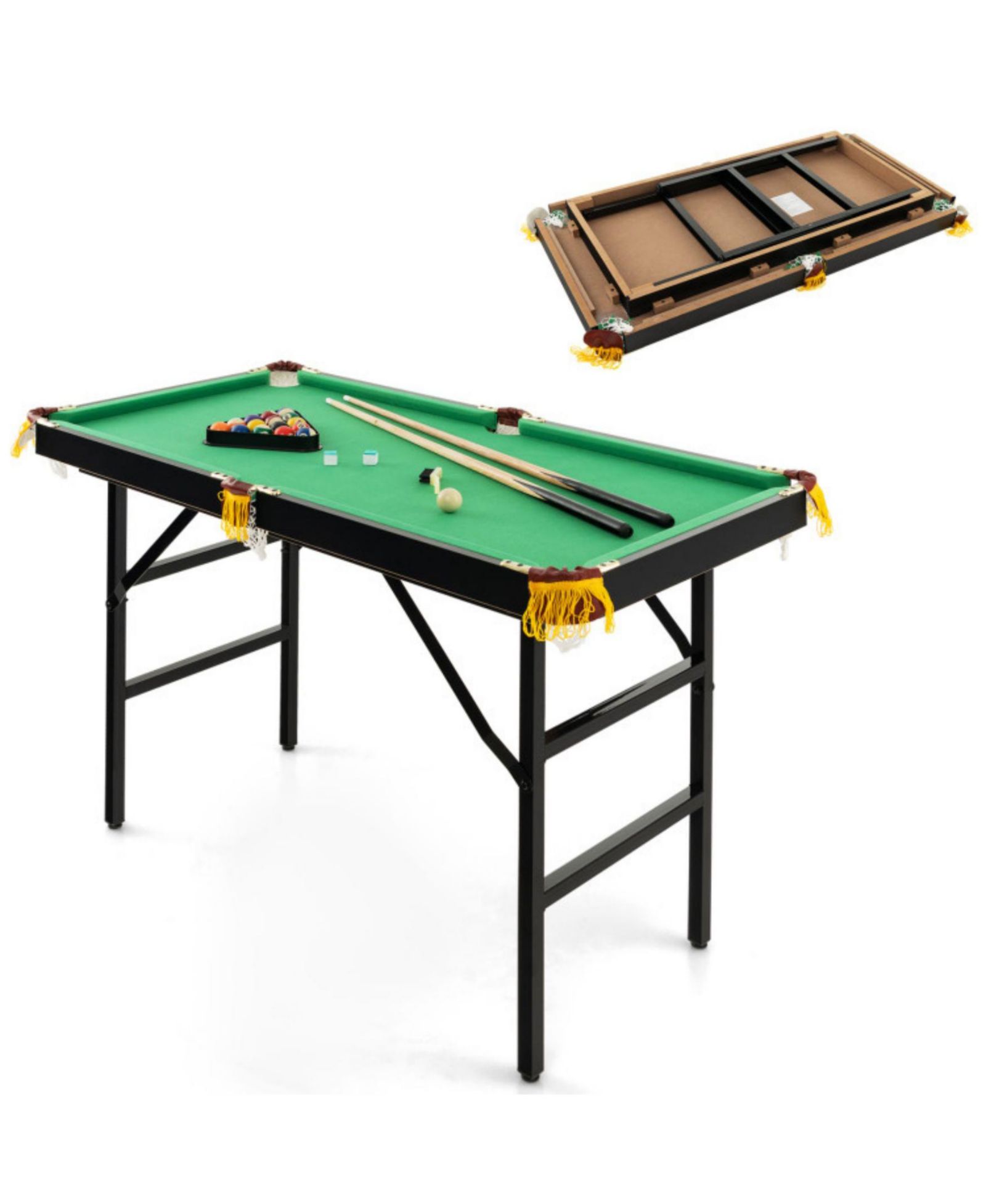 SUGIFT 47 Inch Folding Billiard Table with Cues and Brush Chalk