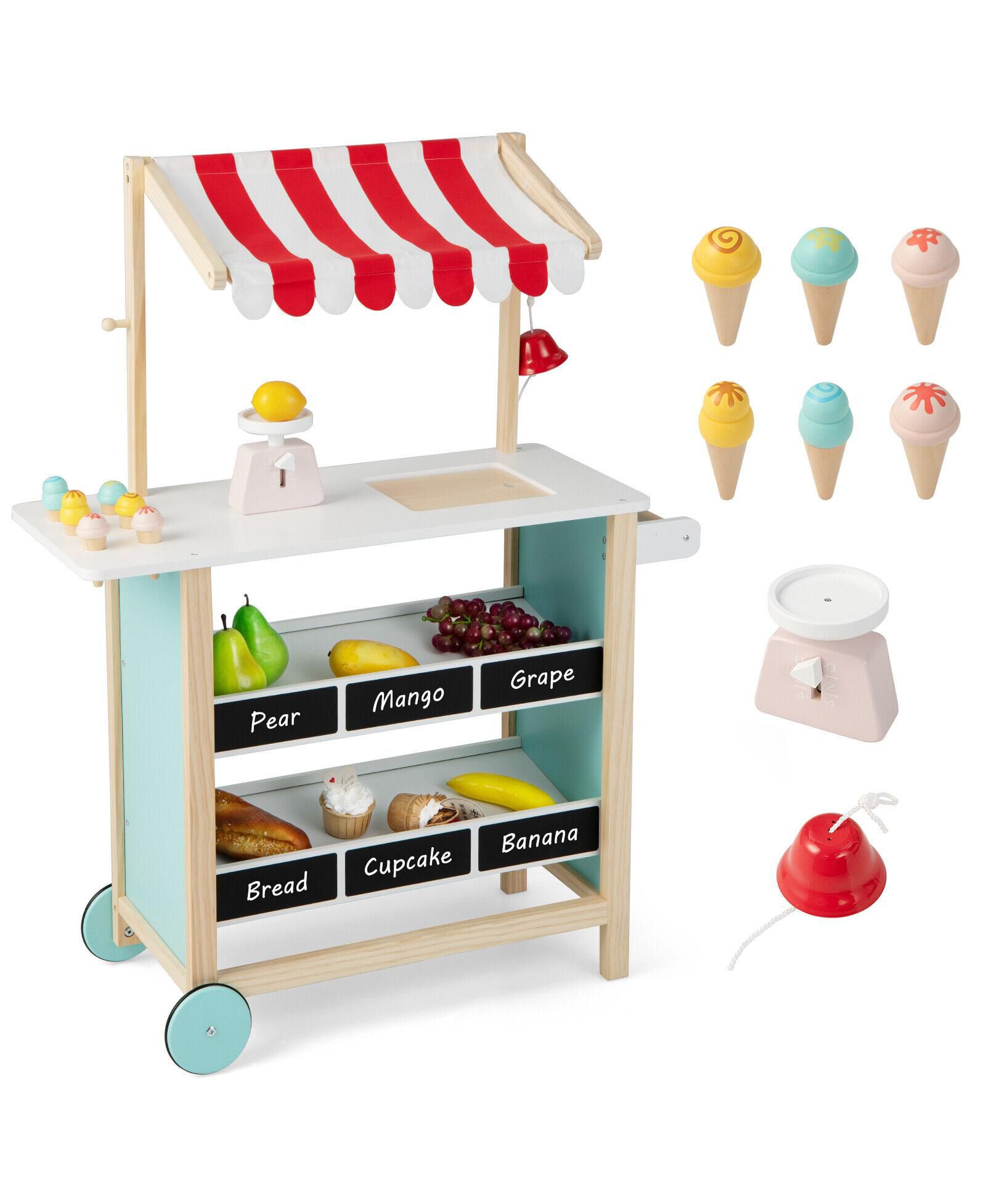 Sugift Wooden Chalkboard Ice Cream Cart, Ages 3+