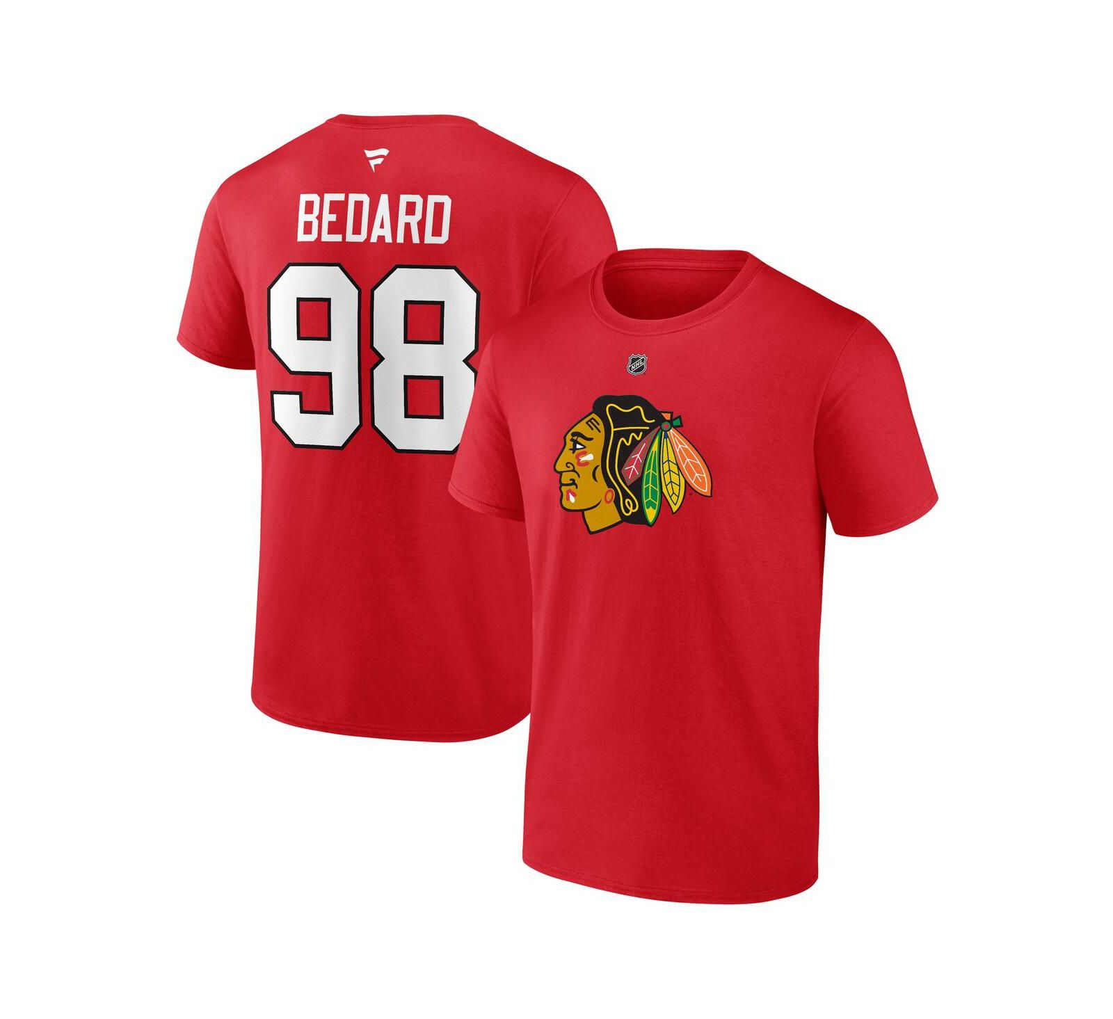 Мужская футболка Fanatics Connor Bedard Red Chicago Blackhawks 2023 NHL Draft Authentic Stack Player Name and Number