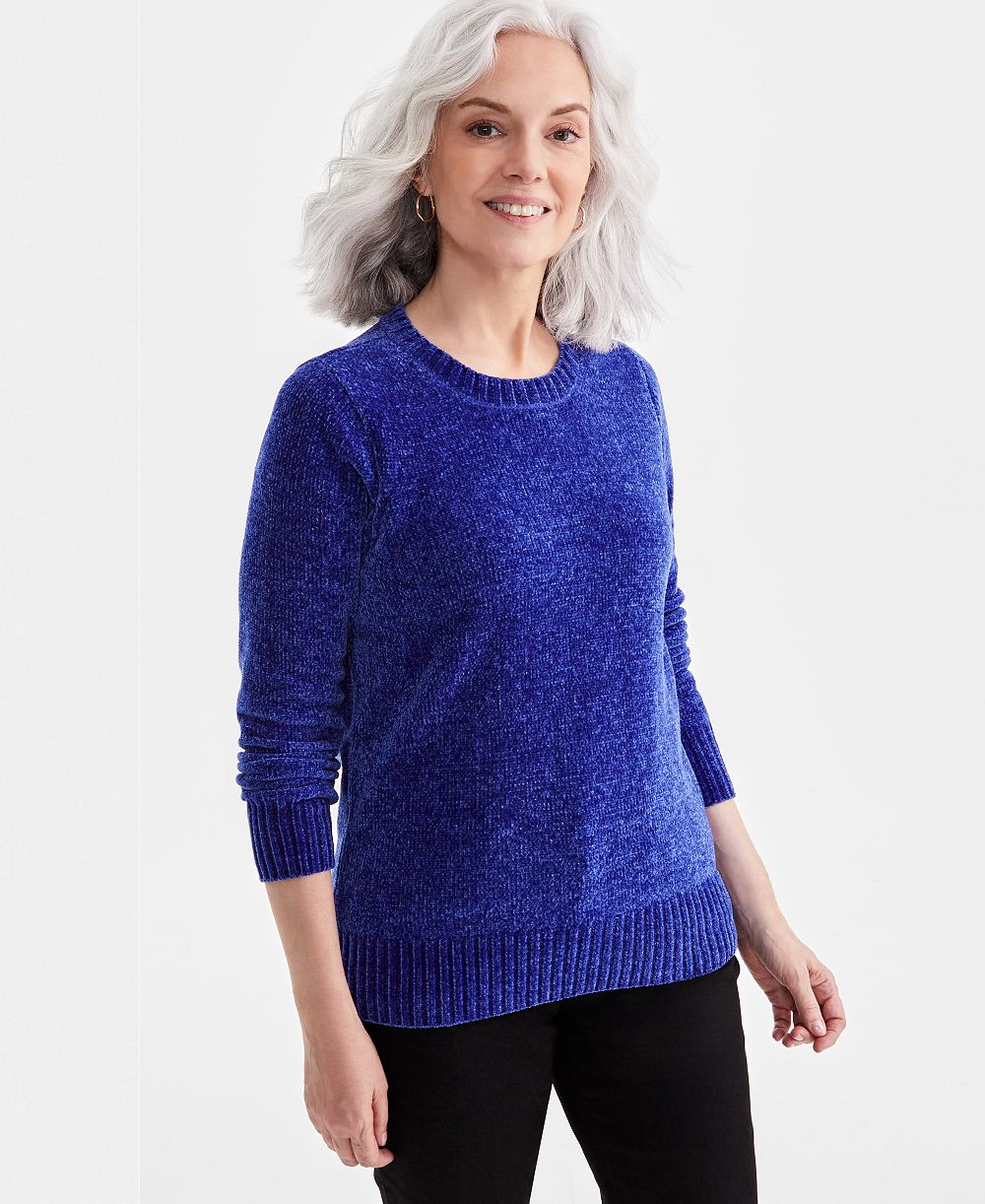 Style & Co Women's Crewneck Chenille Long-Sleeve Sweater, Created for Macy's