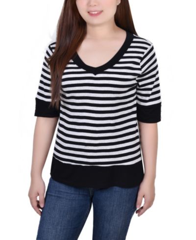NY Collection Women's Elbow Sleeve Top