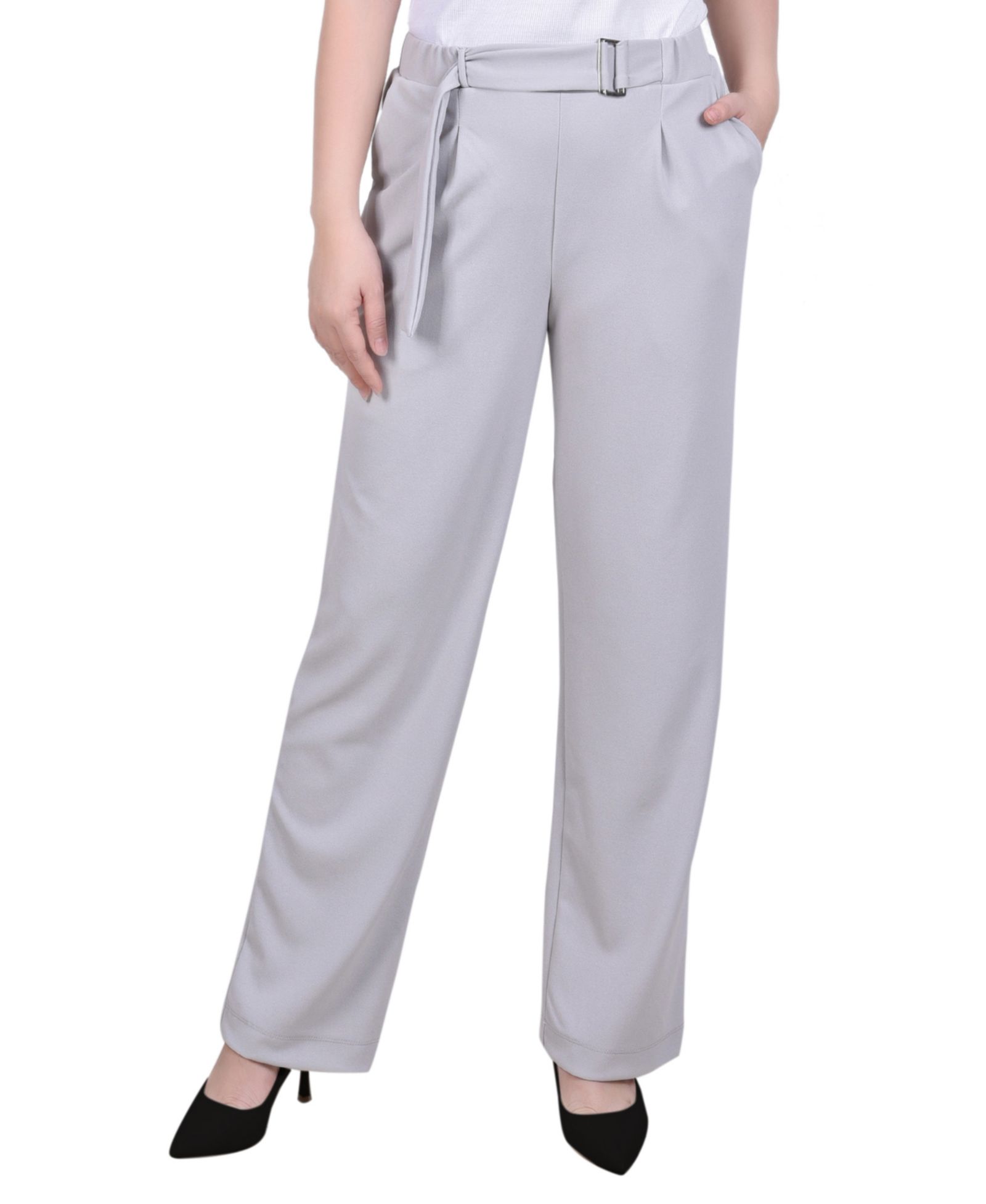 NY Collection Женские Belted Scuba Crepe Pants