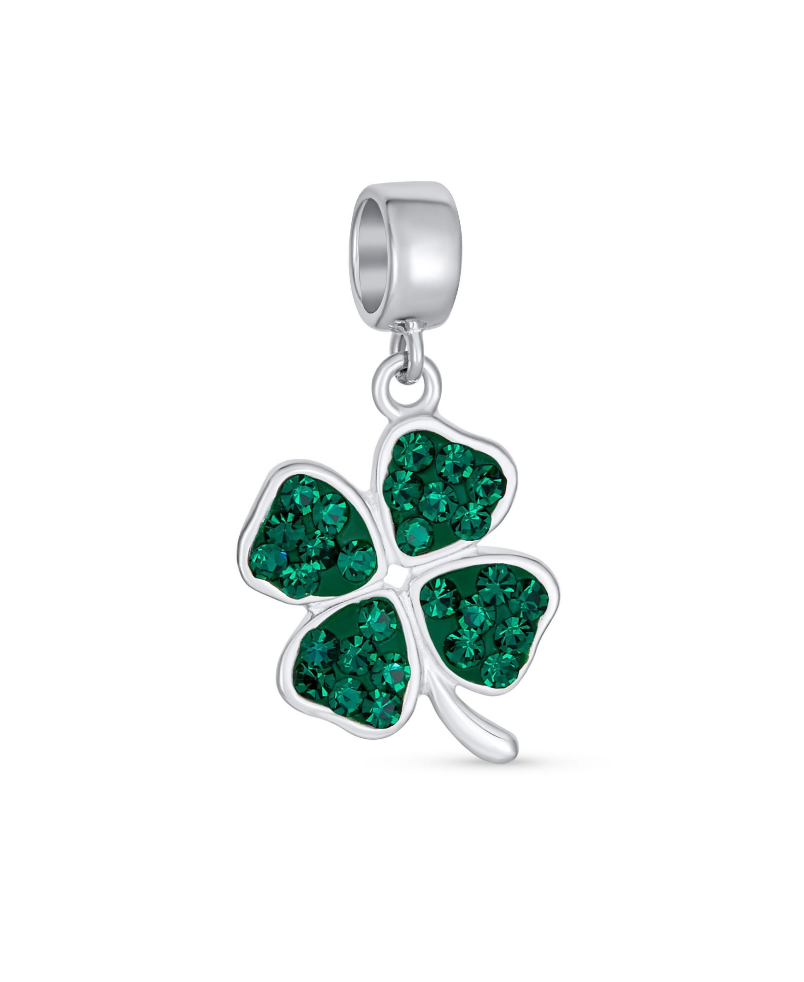 Bling Jewelry Подвеска-шарм Celtic Lucky Leaf, серебро 0.925 Sterling Silver, Green Shamrock