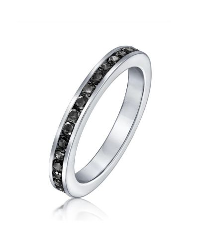 Кольцо-band Bling Jewelry с тонким многослойным CZ Channel Set из стерлингового серебра