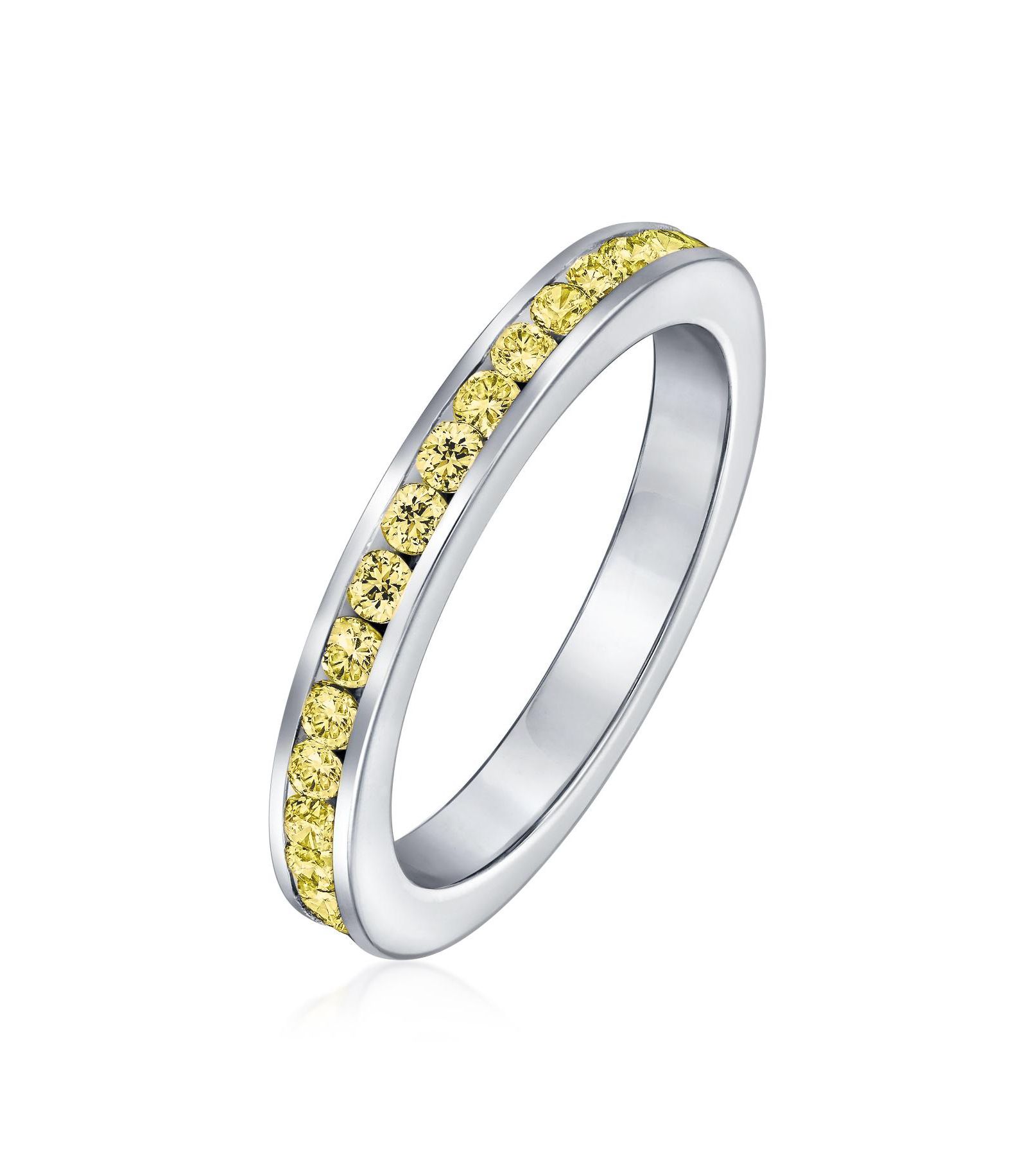 Кольцо-band Bling Jewelry с тонким многослойным CZ Channel Set из стерлингового серебра