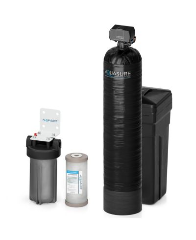 Система Aquasure Harmony Series | Умягчитель воды 64,000 Grains с тройным фильтром 10" Sediment/Carbon/Zinc для всего дома