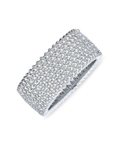 Bling Jewelry Wide 5MM Pave CZ Cocktail Statement Eternity Band Ring .925 Sterling Silver