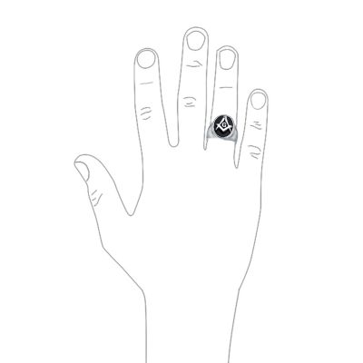 Мужское кольцо Bling Jewelry Square Compass Black Oval Signet Freemason Masonic из Stainless Steel