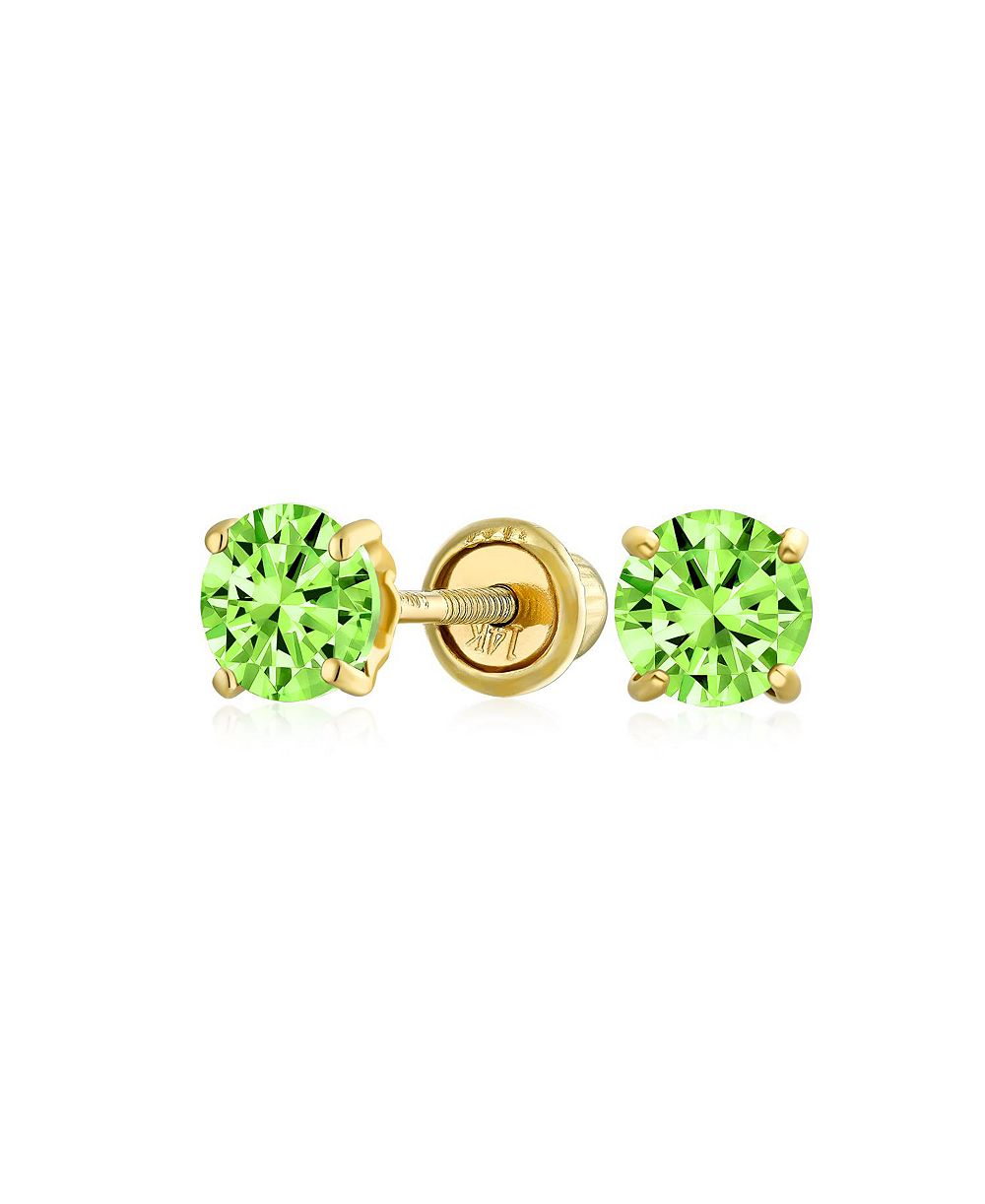 Bling Jewelry 14K Gold Purple Tiny CZ Round Solitaire Stud Earrings 3MM Screw Back