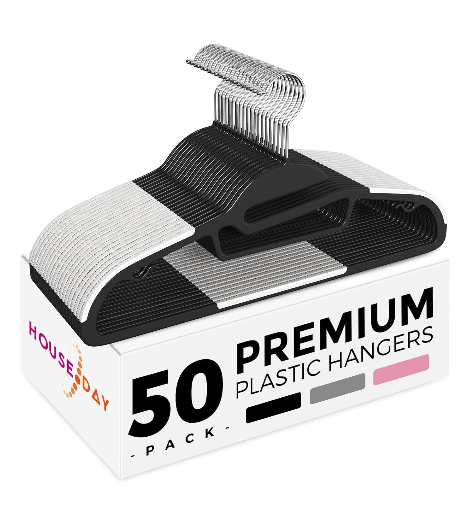 HOUSE DAY 16.3 Inch Heavy Duty 50 Pack Plastic Hangers
