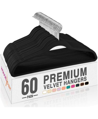 HOUSE DAY 17.5 Inch Silver Hook Velvet Hangers