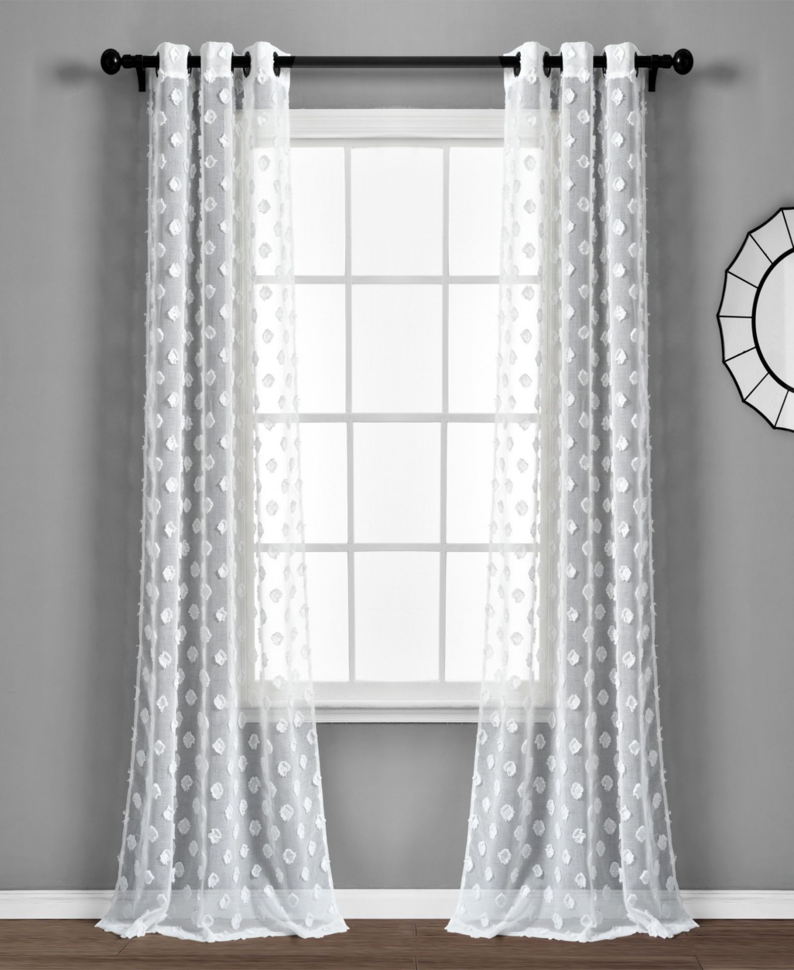 Пара прозрачных штор Lush Decor Textured Dot Grommet Sheer Window Curtain Panels 38"W x 84"L Blush