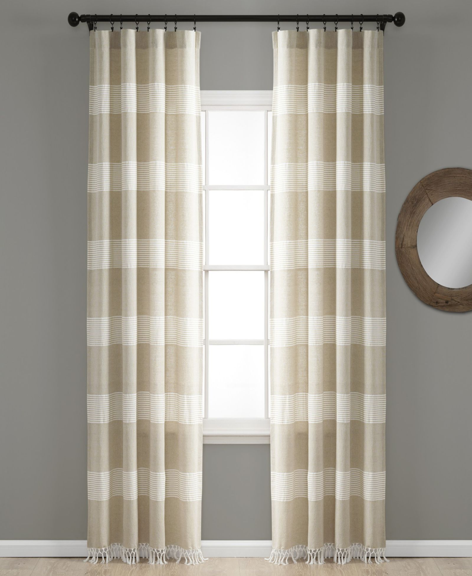 Шторы Lush Decor Tucker Stripe Yarn Dyed Cotton Knotted Tassel Window Curtain Panels