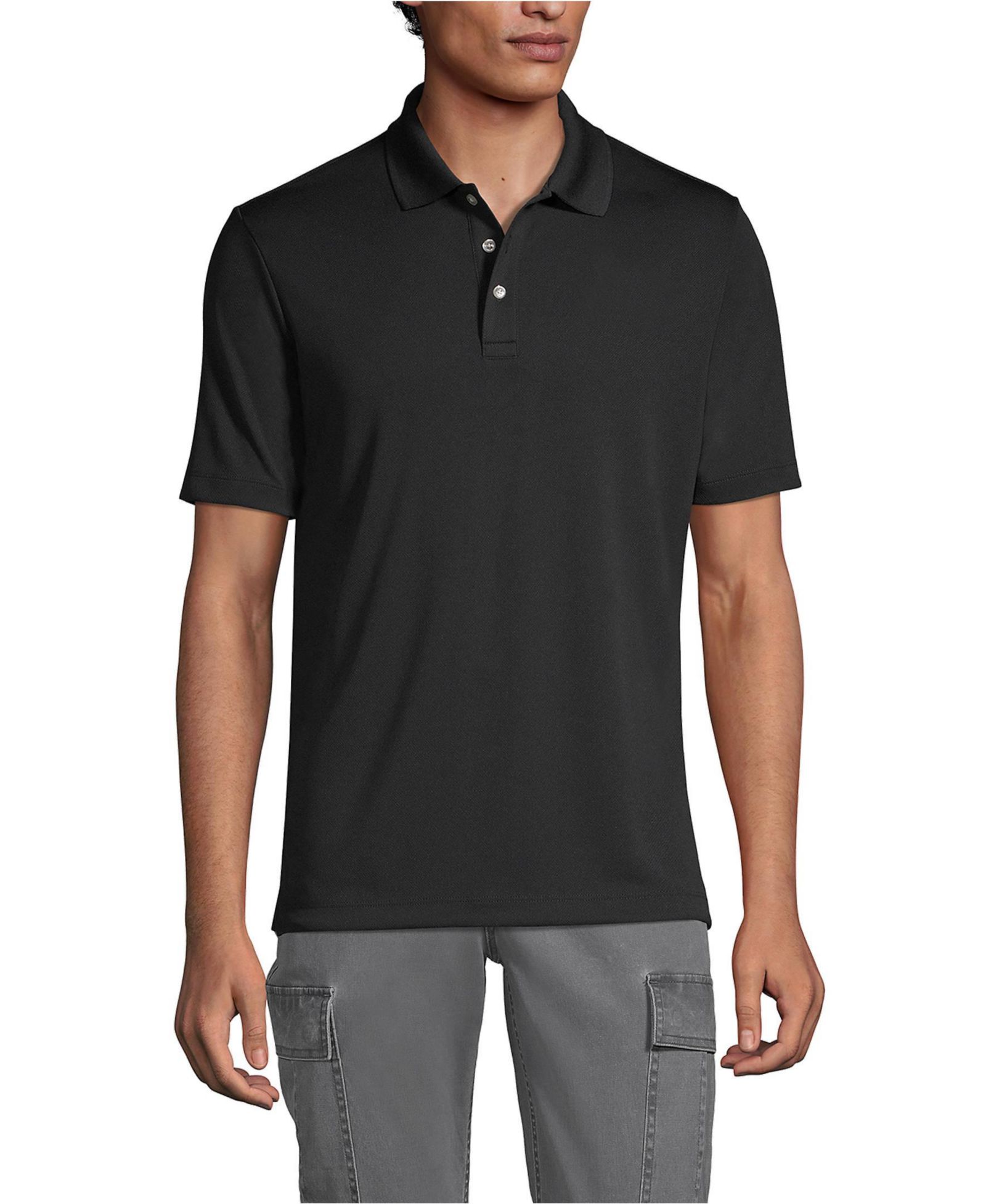 Lands' End Men's School Uniform Short Sleeve Solid Active Polo Shirts