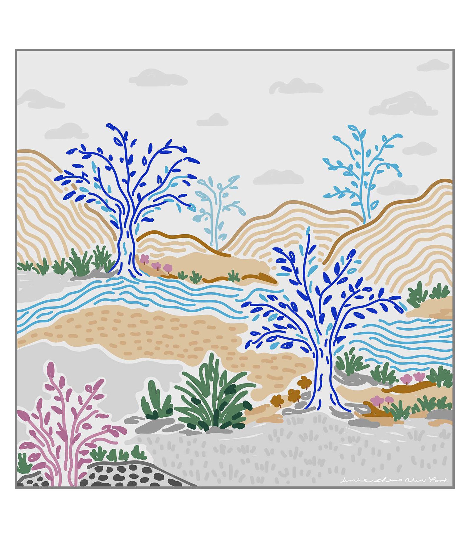 Jessie Zhao New York Silk Bandana Of After Sunset