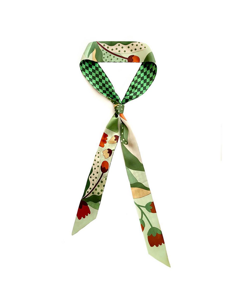 Jessie Zhao New York Silk Skinny Scarf of Green Wonderland